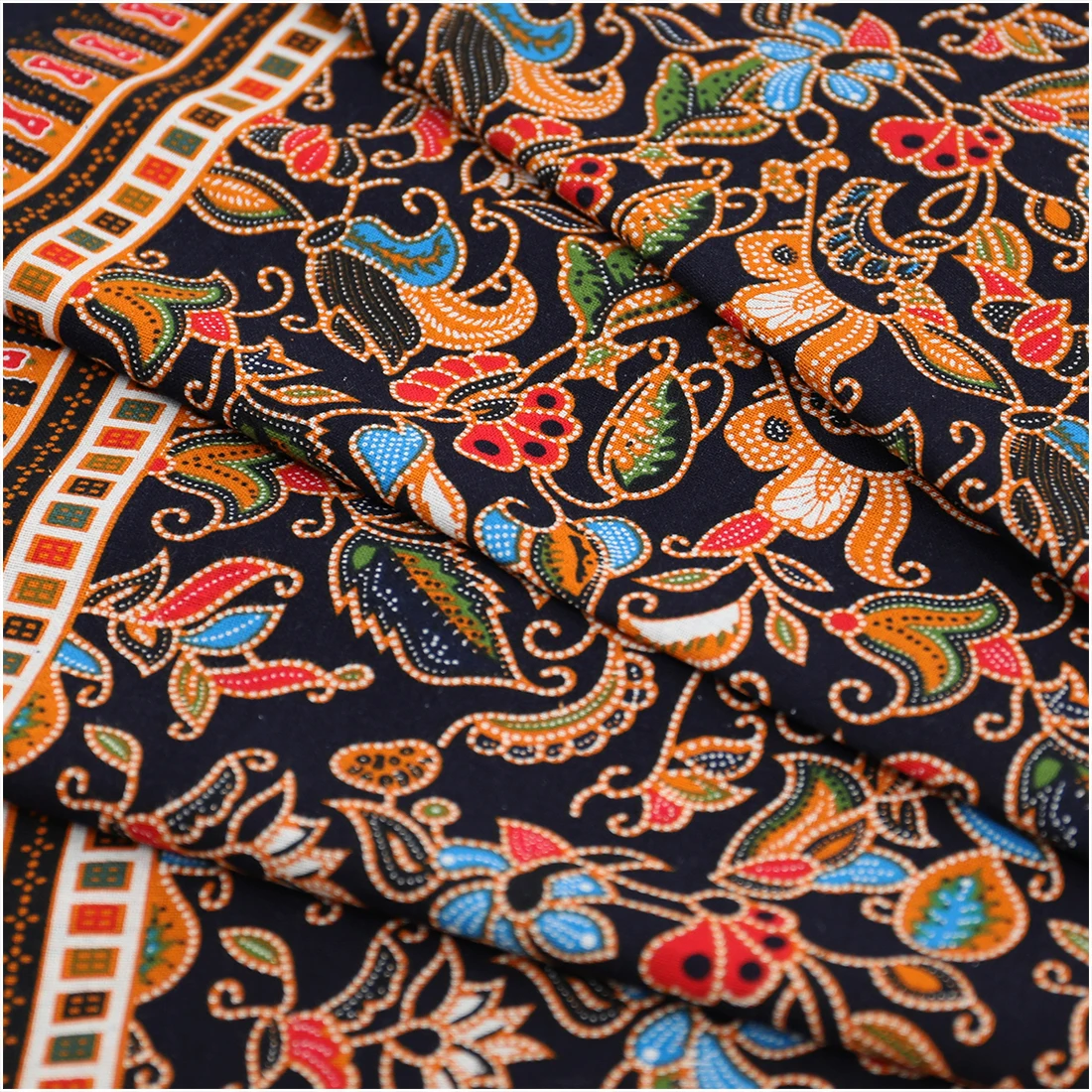 Retro Ethnic Pure Cotton Printed Fabric For Sewing Appareal Bilateral Decoration Cloth DIY Tablecloth Bag Material