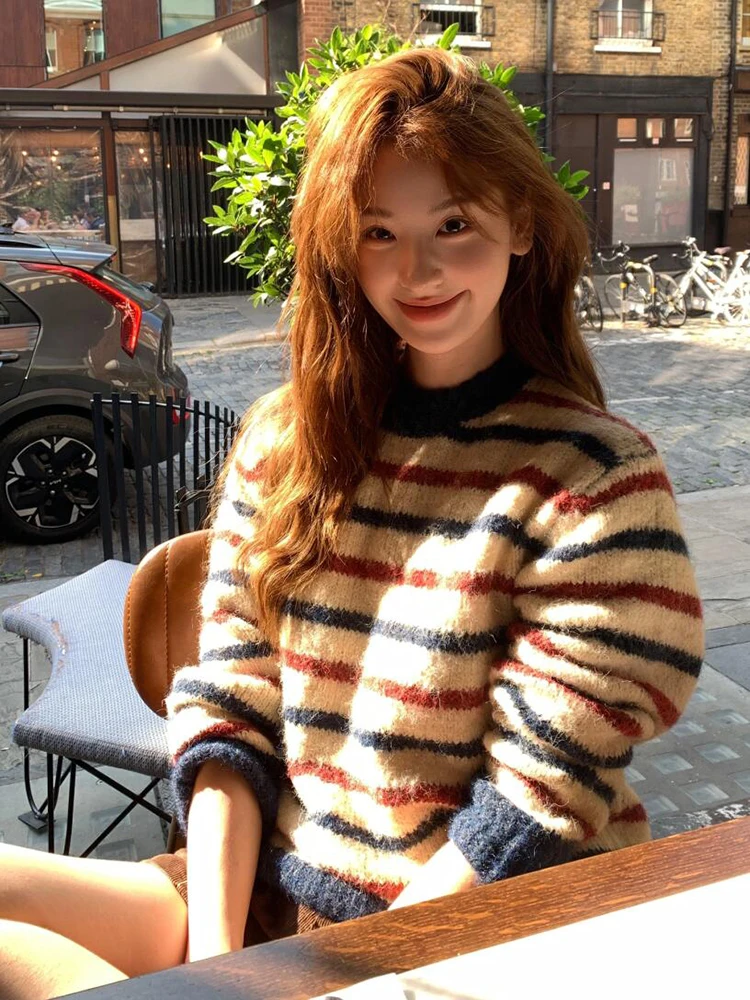 Street Fashion Style - Amerykański sweter damski w stylu lazy,