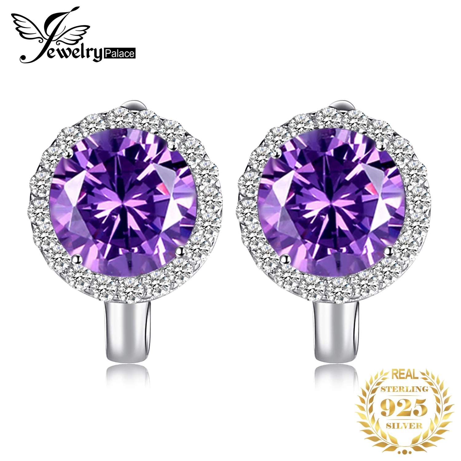 

JewelryPalace Luxury 5.6ct Round Created Alexandrite Sapphire 925 Sterling Silver Hoop Earrings for Woman Gemstone Fine Jewelry