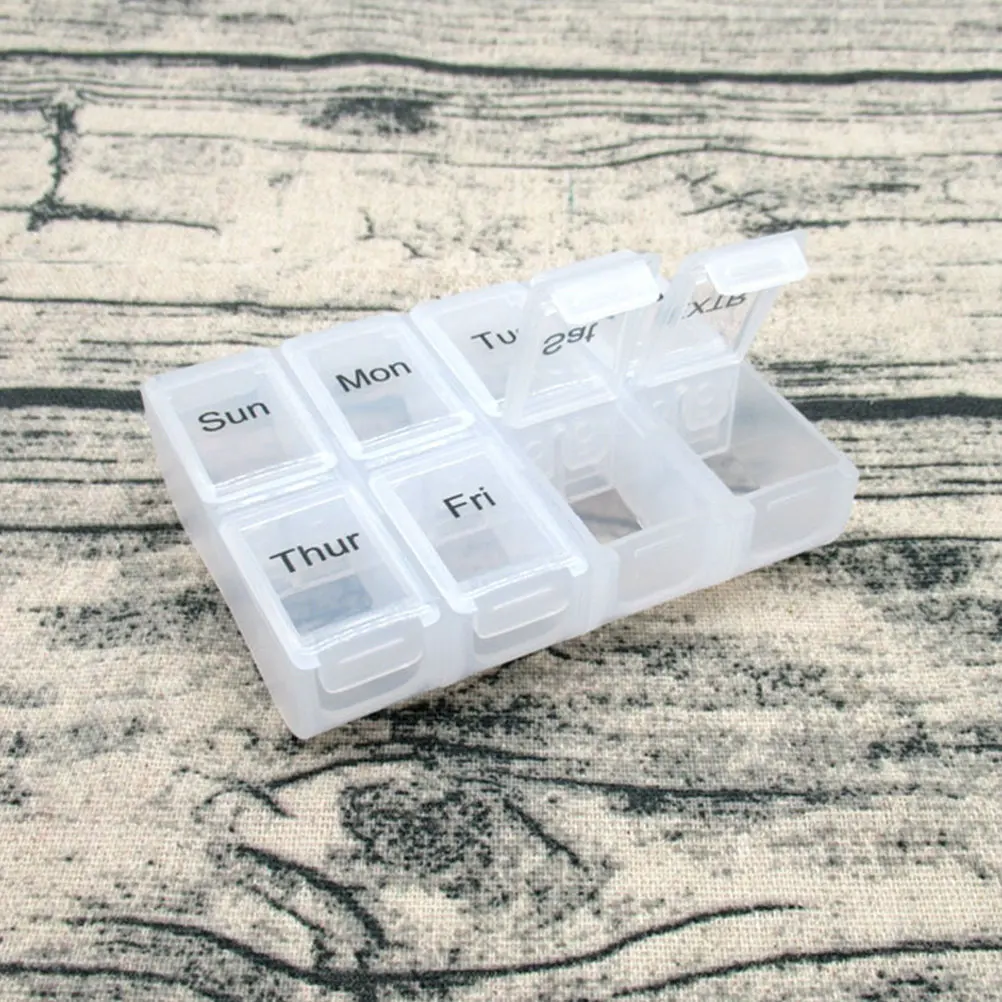 

2Pcs Medicine Dispenser Case Portable Weekly Pill Organizer Small Lightweight Container Accessories Storage