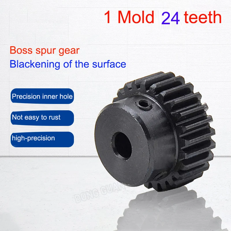 1Pcs 1 Mod 24 Tooth Pinion Spur Gean 45 Steel Gear Metal Gear Bore  5/6/6.35/7/8/10/12mm 1M 24 Tooth Pinion Motor Convex Gear