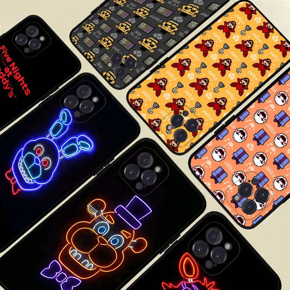 Funda de Teléfono Amine Fnaf Five Nights at Freddy's para iPhone 16 15 14 13 12 11 17 Pro Max, Funda Trasera Simple de TPU Suave