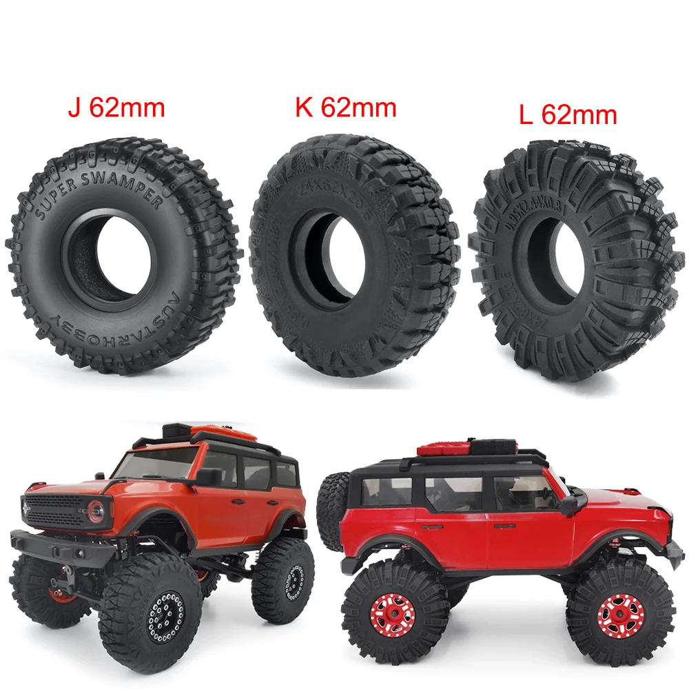 YEAHRUN 4Pcs 1.0inch Soft Rubber Wheel Tires 50/54/58/62/64/65mm for TRX-4M 1/18 Axial SCX24 1/24 RC Crawler Car Upgrade Parts