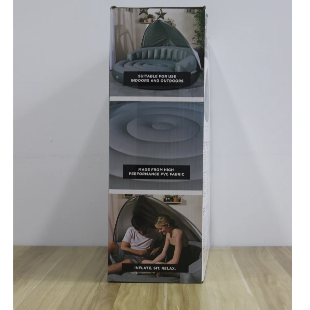 C01 Portable Inflatable Couch with Sunshade Foldable Air Sofa Hammock Easy Setup for Outdoor & Pool Use