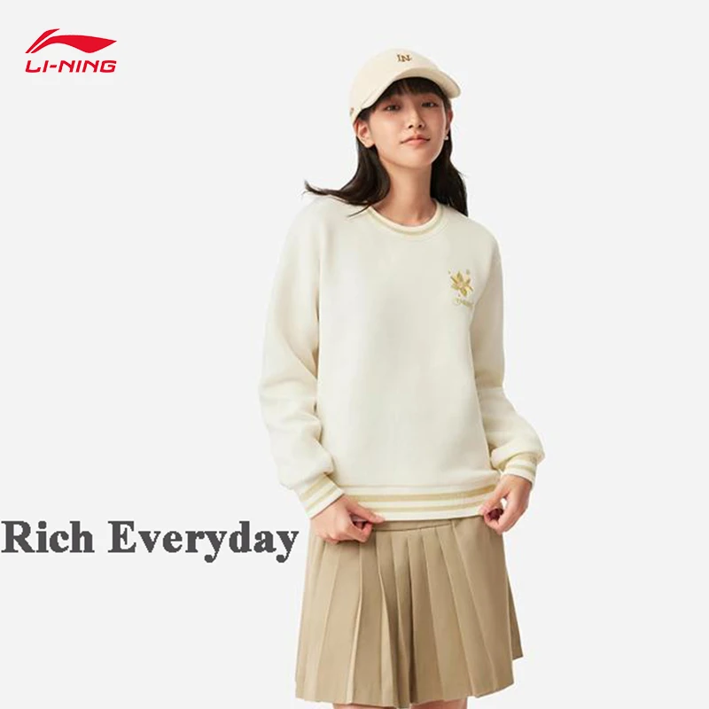 

Женский пуловер с капюшоном LI-NING Rich Everyday Series, толстовка с длинными рукавами в спортивном стиле AWDV182