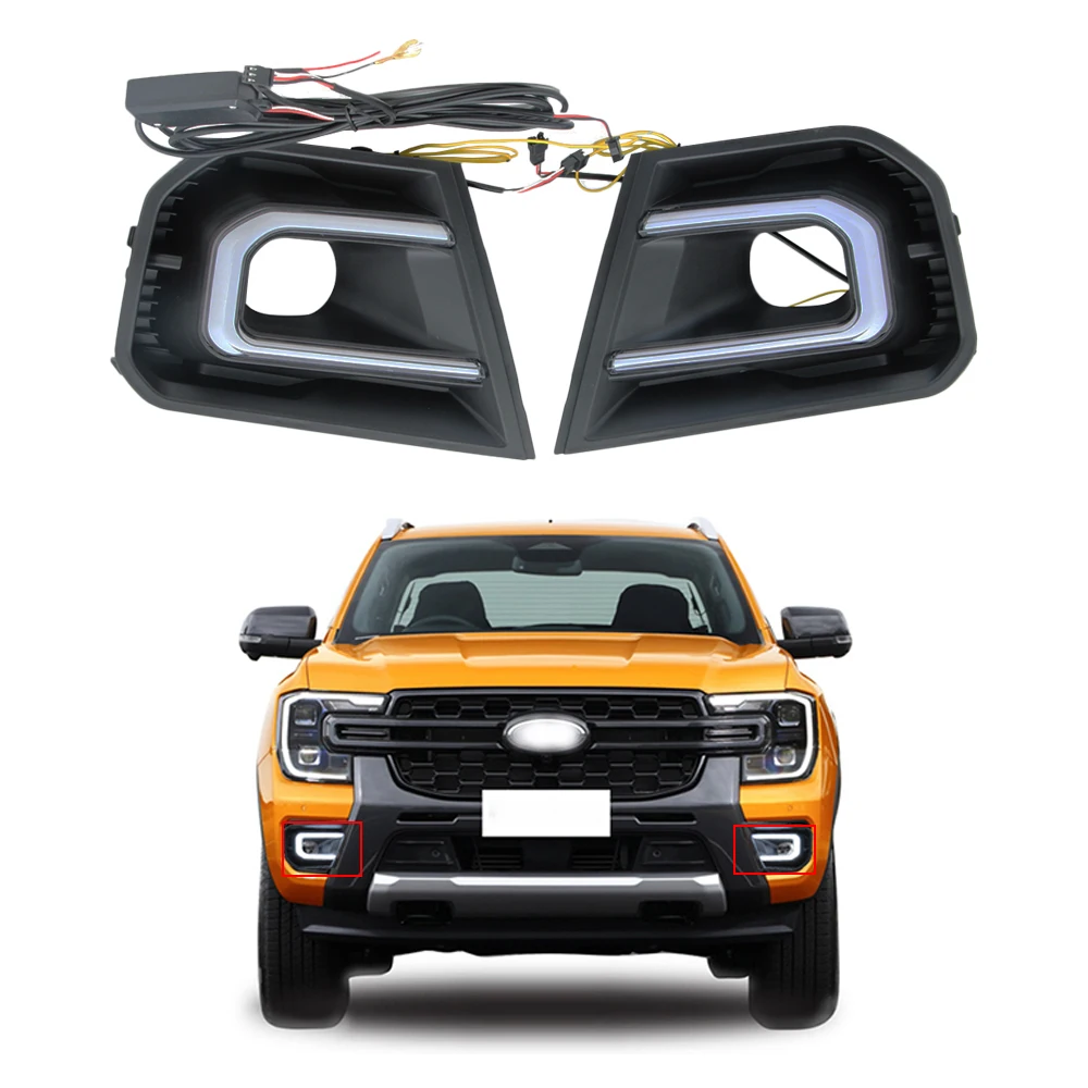 1 Set DRL Daytime Running Driving Light Fit for Ford Ranger Wildtrak 2022-2023 Led Lights For Vehicles Auto Accessories