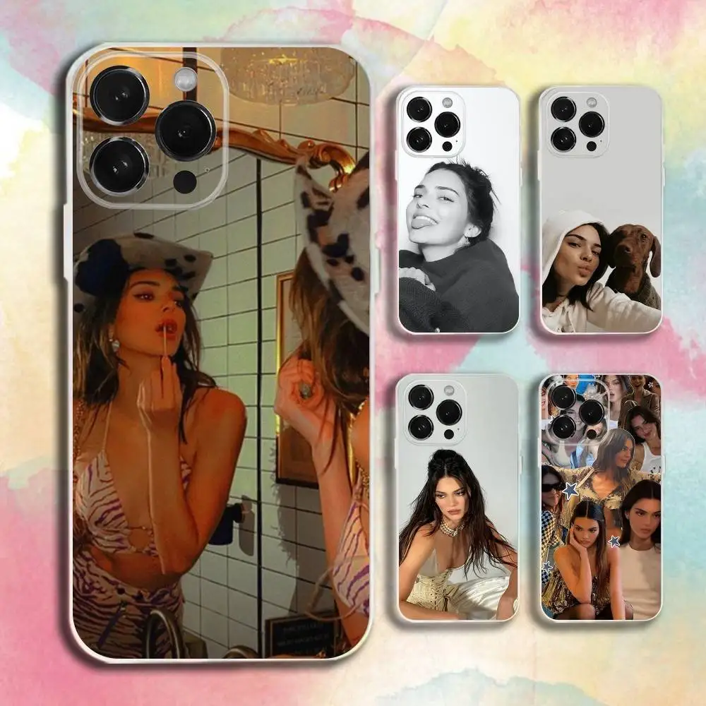 

K-Kendall Model J-Jenner Phone Case For iPhone 16,15,14,13,12,11 Plus,Pro,Max,XR,XS,Plus,E,SE4,Mini Transparent Cover