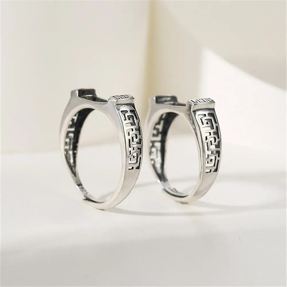 Ring Blank for 5x12mm/6x13mm/7x15mm/8x17mm Saddle Cabochons Thai Sterling Silver Adjustable Band Ring Setting RB015S