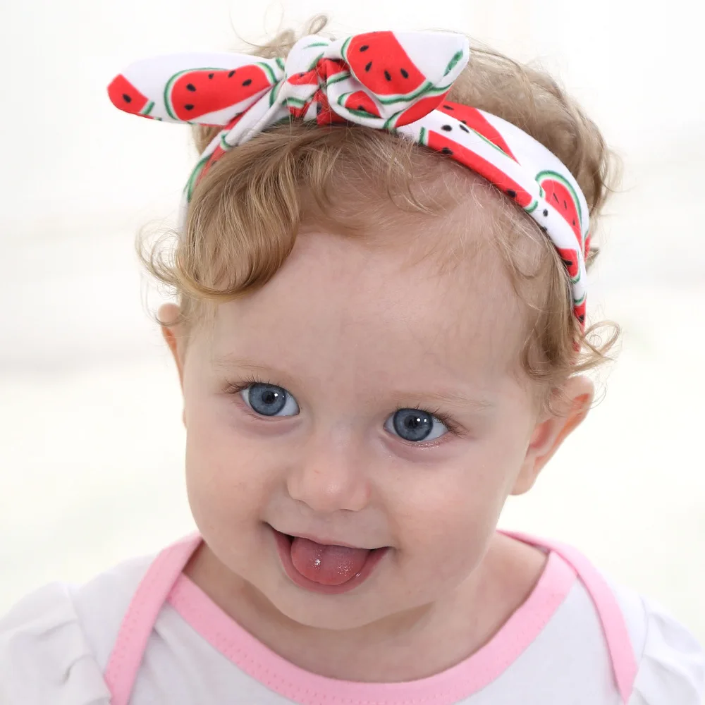 baby girl headband Infant hair accessory fruit bows newborn Headwear rabbit ear Soft Gift Toddlers bandage Ribbon Children Kids