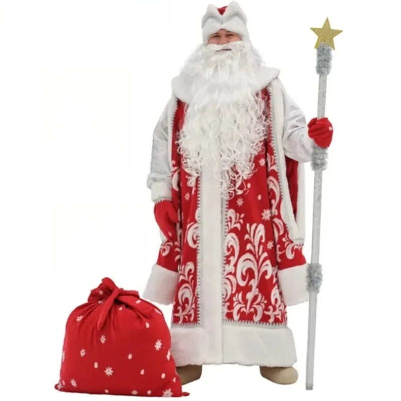 

Christmas Costume Santa Claus Stage Performance Russian Festival Carnival Cosplay Coat Hat Suit New Year's Day Men's Long Cloth