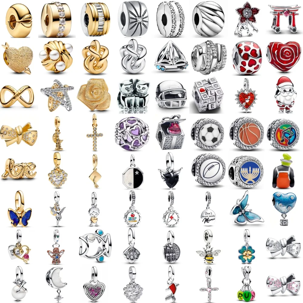 

European Gold Color Love Flower Butterfly Diy Bead Basketball Fish Anel Pendant Fit Eurpean 925 Sterling Silver Bracelet Bangle