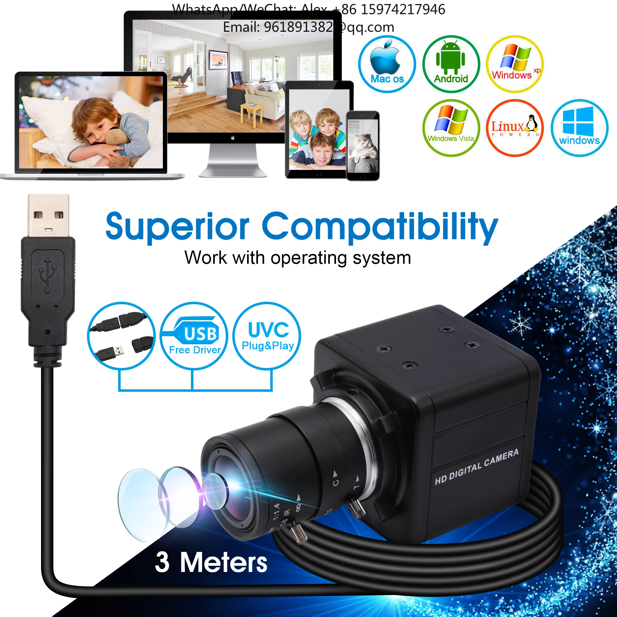 Fotografia 7: Câmera USB de Vigilância 4K ELP 3840x2160 com Microfone Mini Sony IMX317 e Estojo