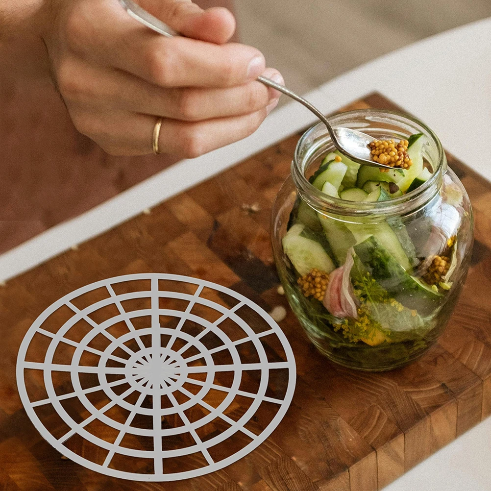 

3PCS Vegetable Press Fermenting Tool Canning Equipment Round Mesh Compact Chili Pickle Weights Mason Jar Helper