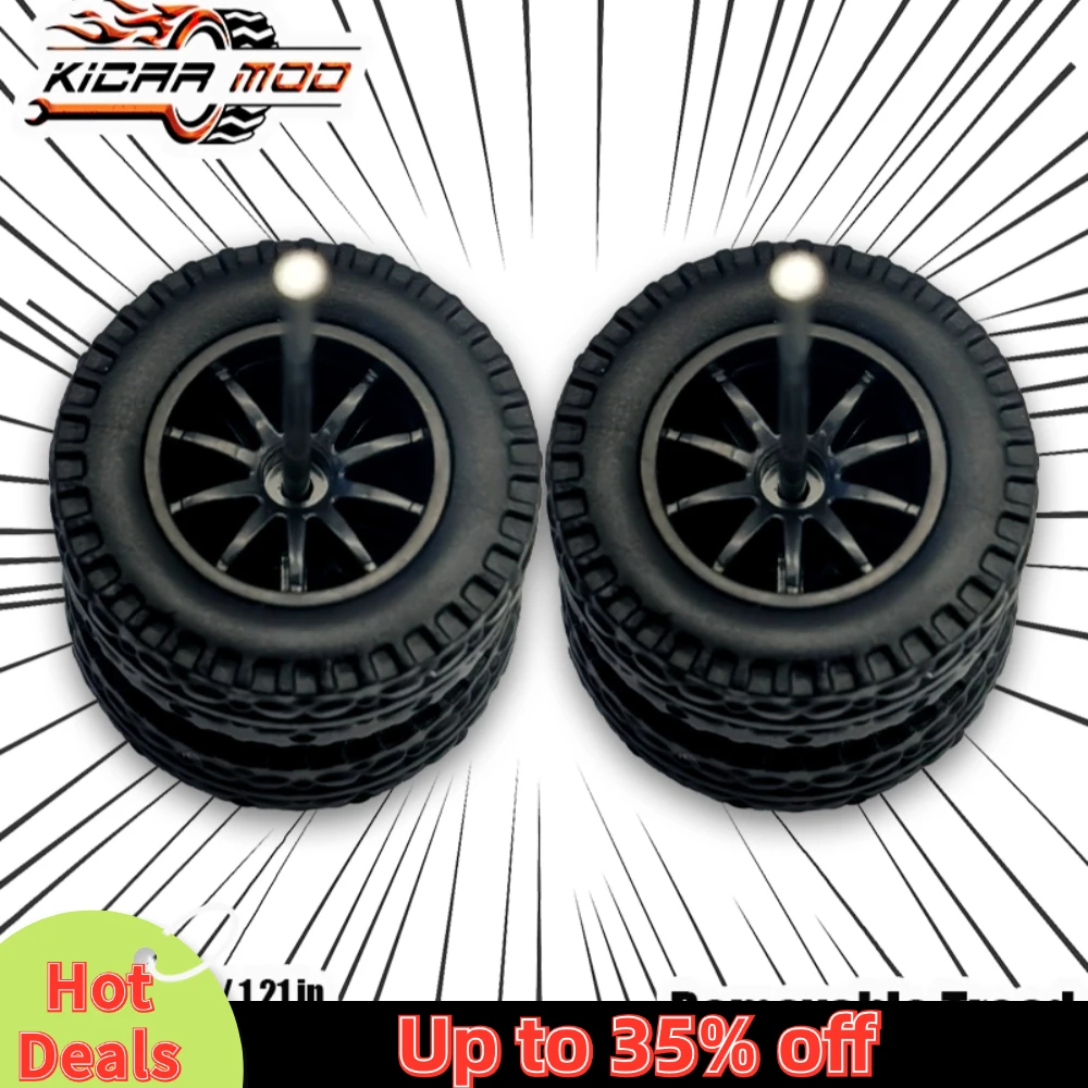 1/64 Model Car Wheels with Rubber All Terrain Tires Ten Spokes Refitting Parts for Off-road Vehicle HotWheels Medium Size 1 Set