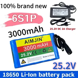 25.2v 3Ah 6s1p 18650 rechargeable lithium battery pack, suitable for electric scooter bicycle battery with bms+charger