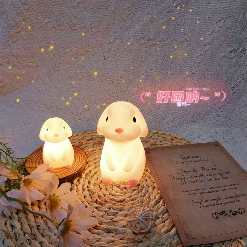 Luz Nocturna pequeña con forma de Luna y conejo, juguete luminoso electrónico, figura de Anime, luz cálida, decoración de Ambiente, forma linda,