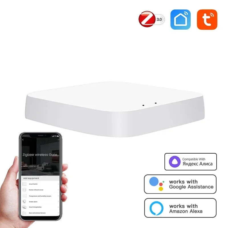 

Tuya ZigBee Wireless ZigBee Smart Gateway Sub-devices Smart Home Scenario and Automation Hub Bridge Support Voice Control