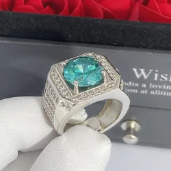 Solitaire Male 4ct Lab Diamond Moissanite Ring 925 sterling silver Jewelry Engagement Wedding band Rings for Men Party Gift