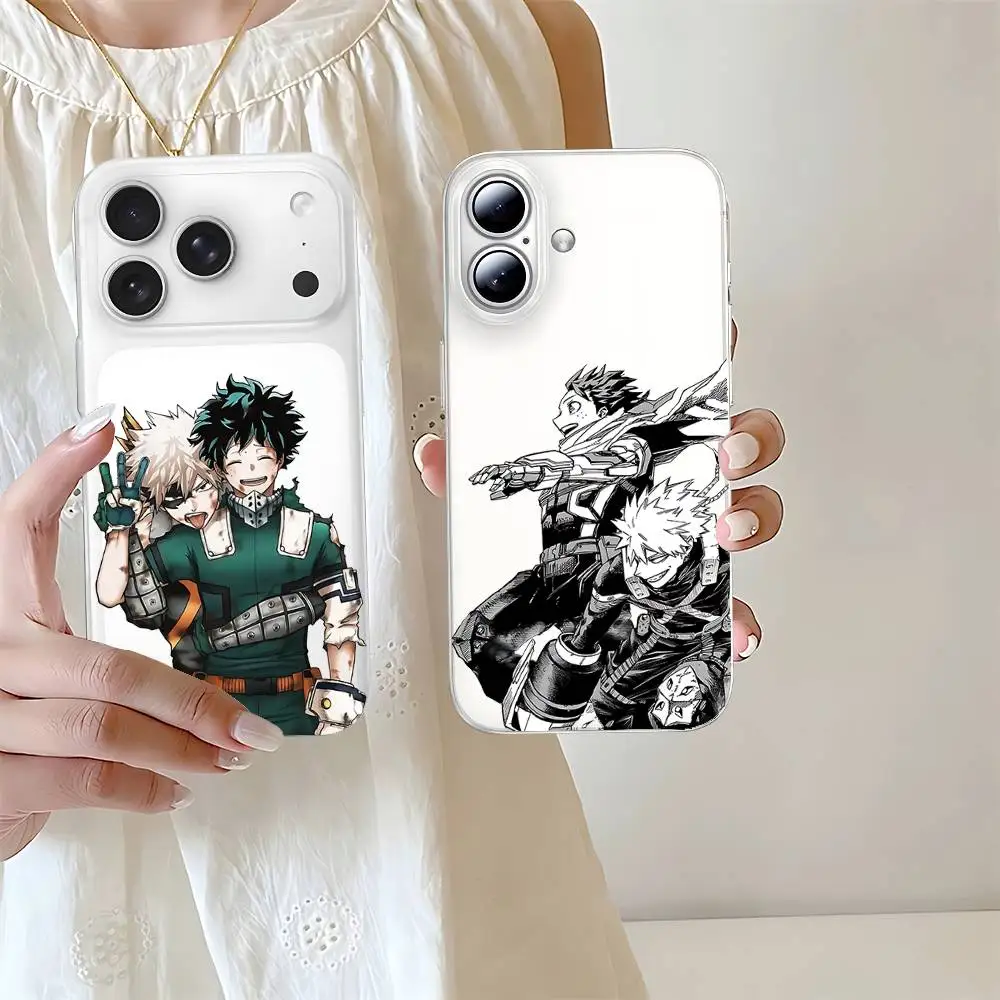 Amine M-My Hero Academia جراب هاتف آيفون 17 16 15 11 13 14 Pro Max 7 8 Plus X Xr Xs Max Se2020 12 غطاء شفاف صغير