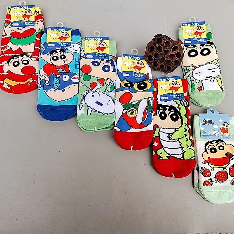 Anime Multiple Styles Crayon Shin-Chans Cotton Socks Soft Comfortable Breathable Anime Short Socks Daily Leisure for Girls Boys