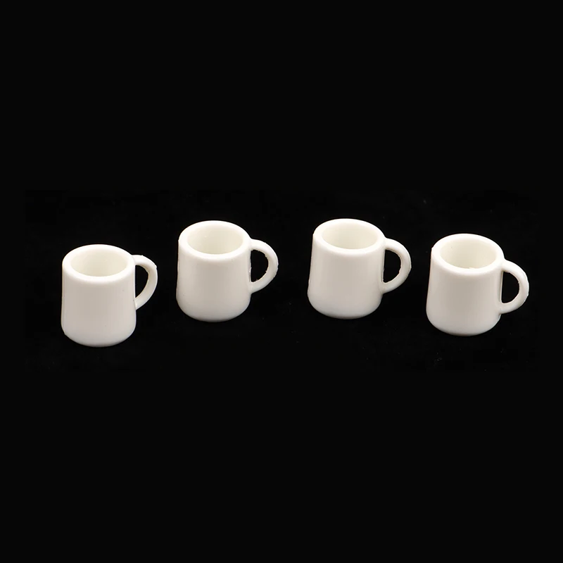4 unids/set casa de muñecas tazas de té blancas en miniatura 1:12 Mini taza de bebida de agua modelo niños juguete para juego de imitación accesorios de decoración para casa de muñecas