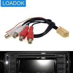Car Mini 6 Pin ISO 4 RCA Aux Line Out 4 Chinch Kabel Plug Subwoofer Adapter Cable For Volkswagen VW Audi Seat Skoda