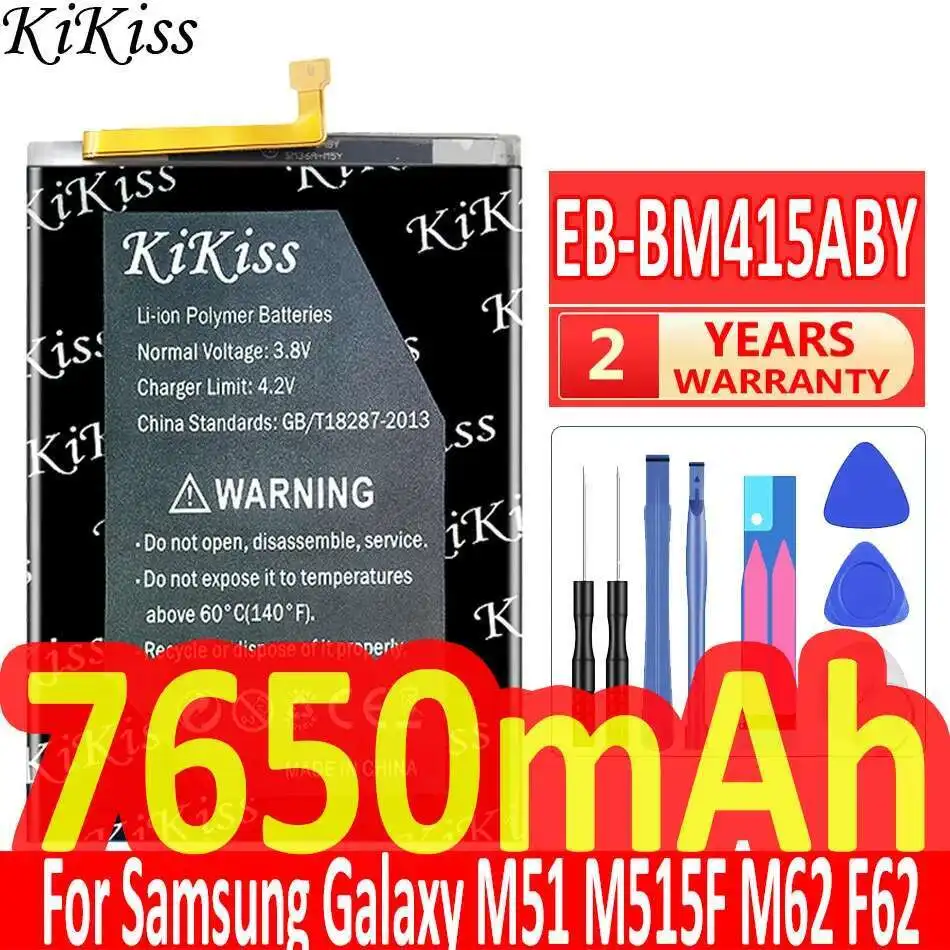 

Mobile Phone Battery For Samsung Galaxy M51 M515F M62 F62 Long-Lasting EB-BM415ABY 7650mAh