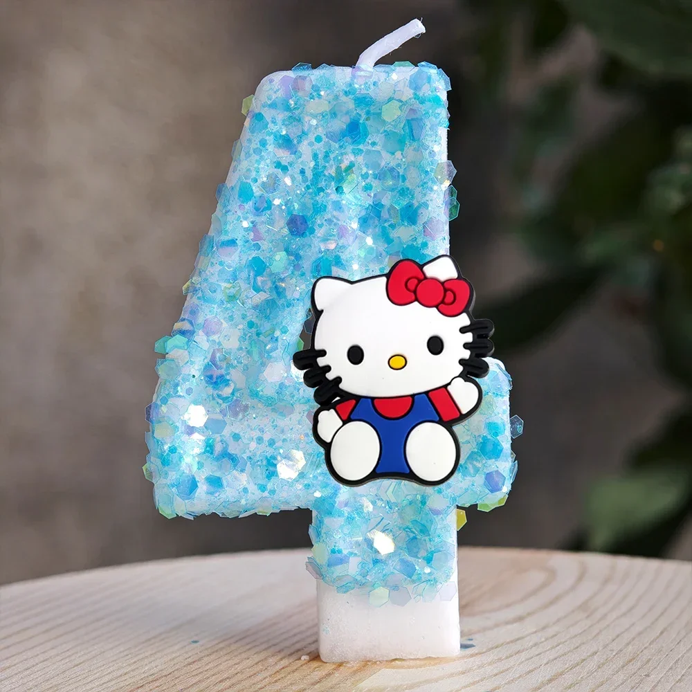 Niedliche Hello Kitty Glitzernde Farbverlauf-Zahlenkerze Kuchendekoration Süßes Thema Kindergeburtstags-Party-Zubehör Mädchen-Baby-Shower-Dekorationen – Detail 38
