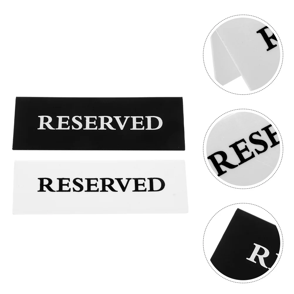 

2pcs Acrylic Card Sign 15x5cm Black White Reserved Table Tent Non Smoking Restaurant Hotel Conference Seating Signs Durability