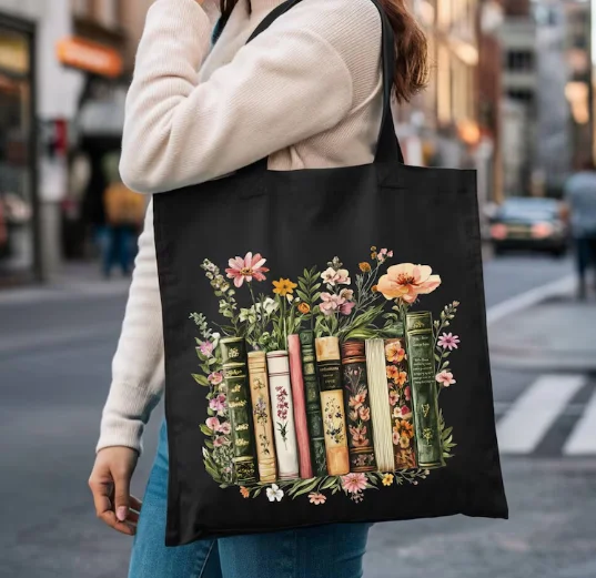 Fairy Tale Tote Bag Magic Witch Canvas Tote Bag Casual Fashion Versatile Shoulder Bag Grocery Bag for Fantasy Lovers Women Girls