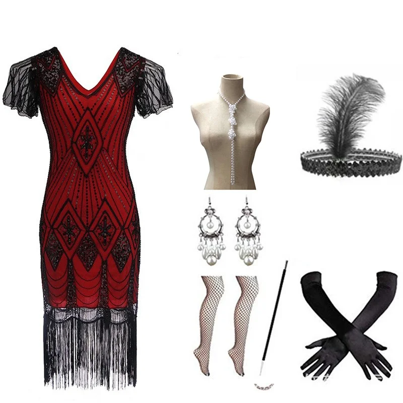 Venda quente lantejoulas dr desempenho traje 920s retro lantejoulas vestido étnico feminino roupas de desempenho de palco