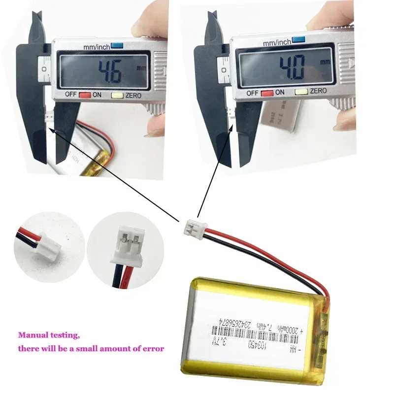 103450   3.7V 2000mAh akumulator litowo-polimerowy Lipo do MP4 DVD DVR LED MP5 GPS zestaw słuchawkowy Bluetooth głośnik masażer