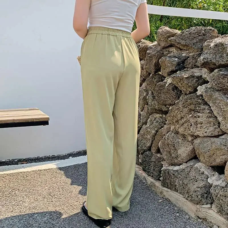 

W844 Новые повседневные широкие брюки Cleanfit с низкой посадкой из полиэстера для женщин среднего возраста с карманами, коллекция Весна-Лето