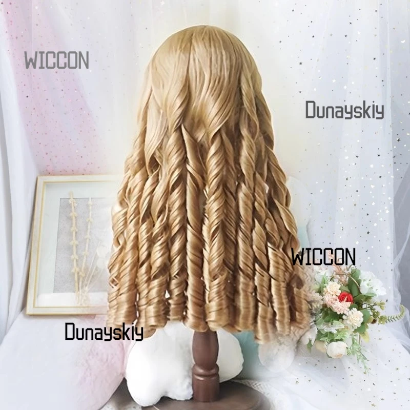 Wig Ikal Romawi Gaya Boneka Lolita Topi Penuh Emas Sampanye Potongan Rambut Keriting Panjang Antik/Romantik Cosplay Keanggunan Gotik Halloween