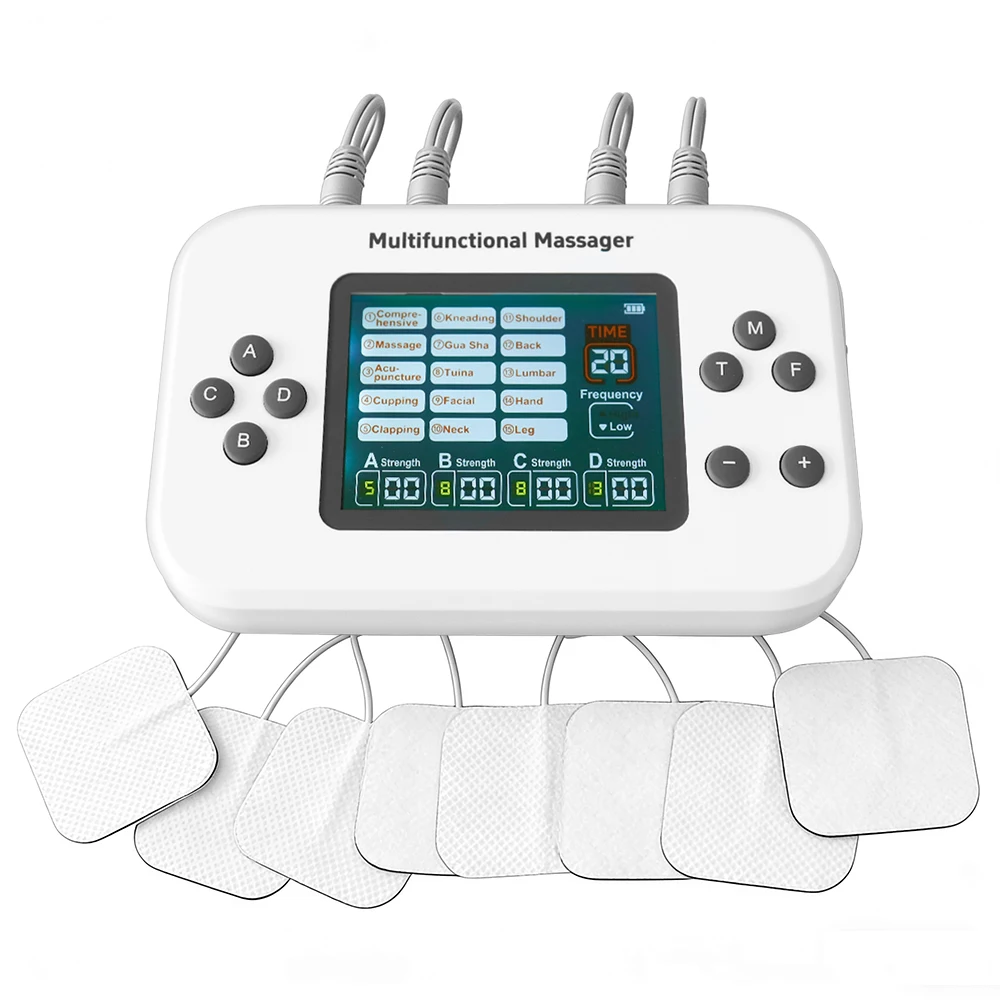 

4-канальный TENS EMS стимулятор мышц, перезаряжаемый электрический импульсный массажер для расслабления тела, физиотерапии, 15-режимный электростимулятор
