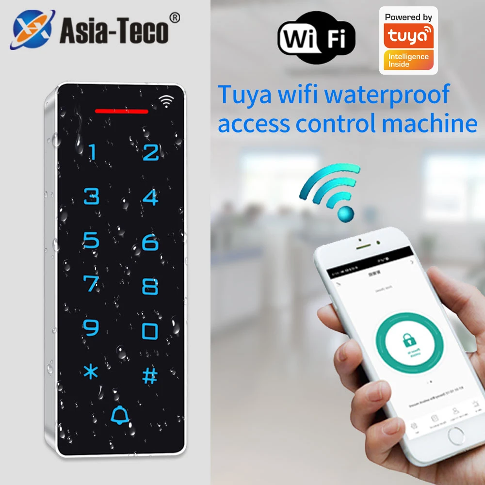 WIFI Smart App Door Access Control Digital Keypad RFID 125Khz IP67 Backlight Card Reader Wiegand Input Work with Tuya App