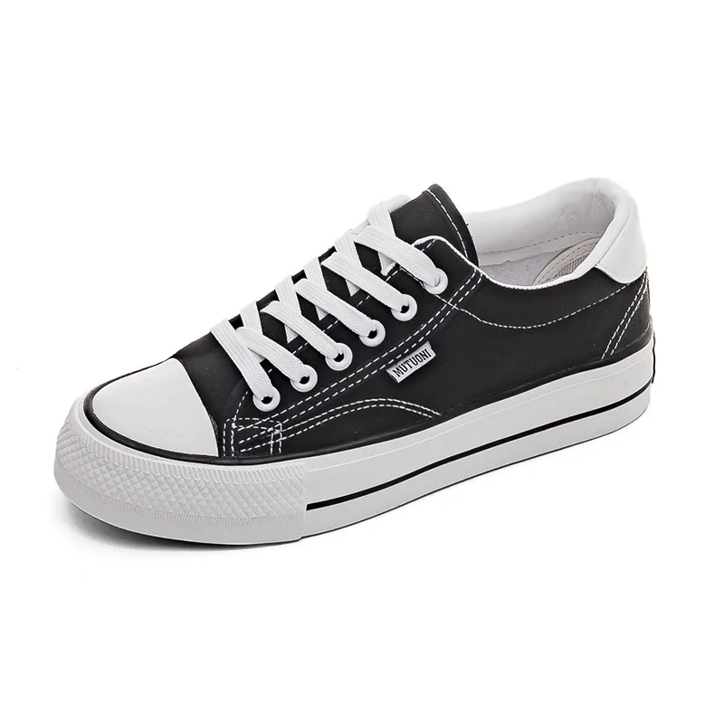 Shoes For Women Low-Top Vulcanized Canvas Platform Sneakers Black Flats Tennis Female Classic Student Small Couples Skateboard