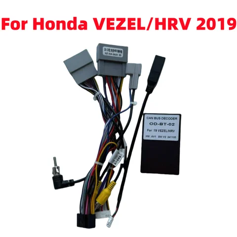 혼다 베젤/HRV 2019 안드로이드 2 Din GPS 라디오 카 16핀 와이어 하네스 전원 케이블 어댑터용 Canbus 박스 OD-BT-02