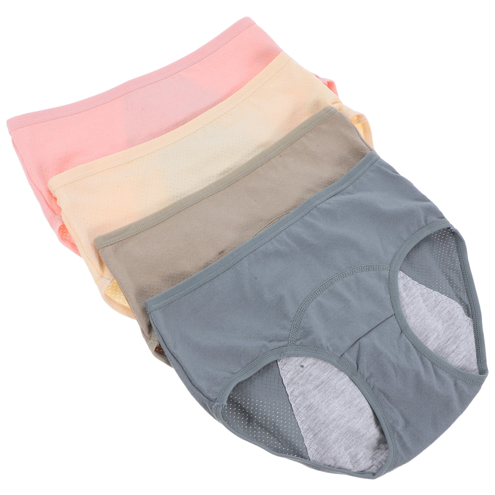 

4pcs Women Menstrual Underwear Period Brief Leak-proof Hipster Soft Cotton Midrise Comfortable Panties M Size