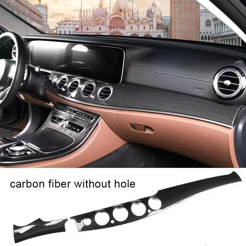 Car Styling Carbon Fiber Front Dashboard Panel Trim for Mercedes Benz E Class W213 E200 E300 LHD Chrome Interior Accessories