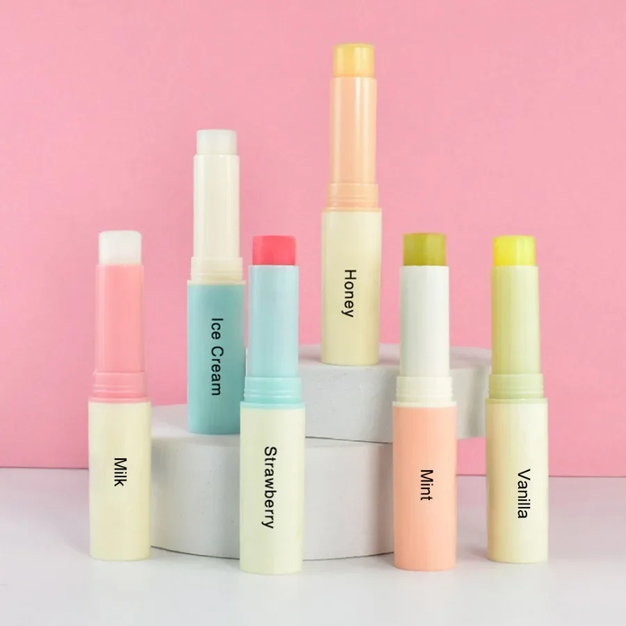 Private Label 5colors Hydrating Lip Balm Moisturizing Long Lasting Nourish Easy To Absorb Lips Care Strawberry Lip Balm Bulk