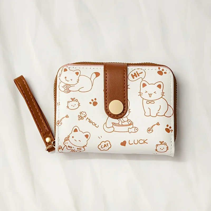 Women Wallet Coin Purse Printed Cute Bear Wallets Tri-Fold Snap Closure Student Short Card Card Holder Coin Purse Clutch ID Clip view 3