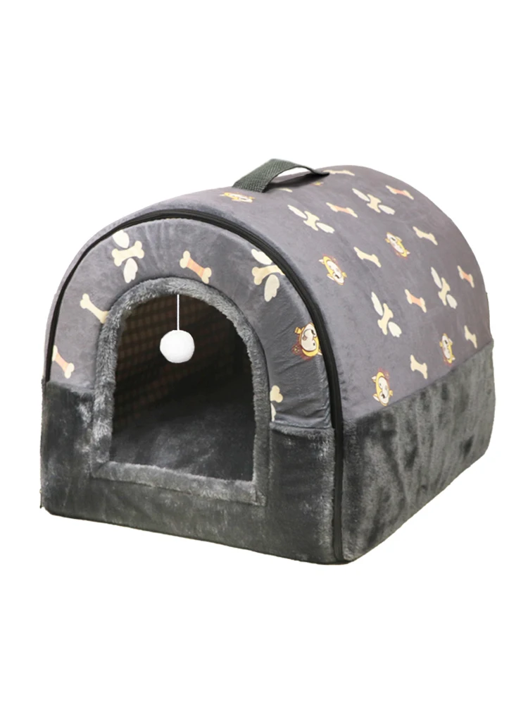 بيت كلاب قابل للفصل وقابل للغسل، دافئ للشتاء، للاستخدام الداخلي والخارجي، مناسب لكلاب التيدي الصغيرة والقطط، متعدد الطبقات من...