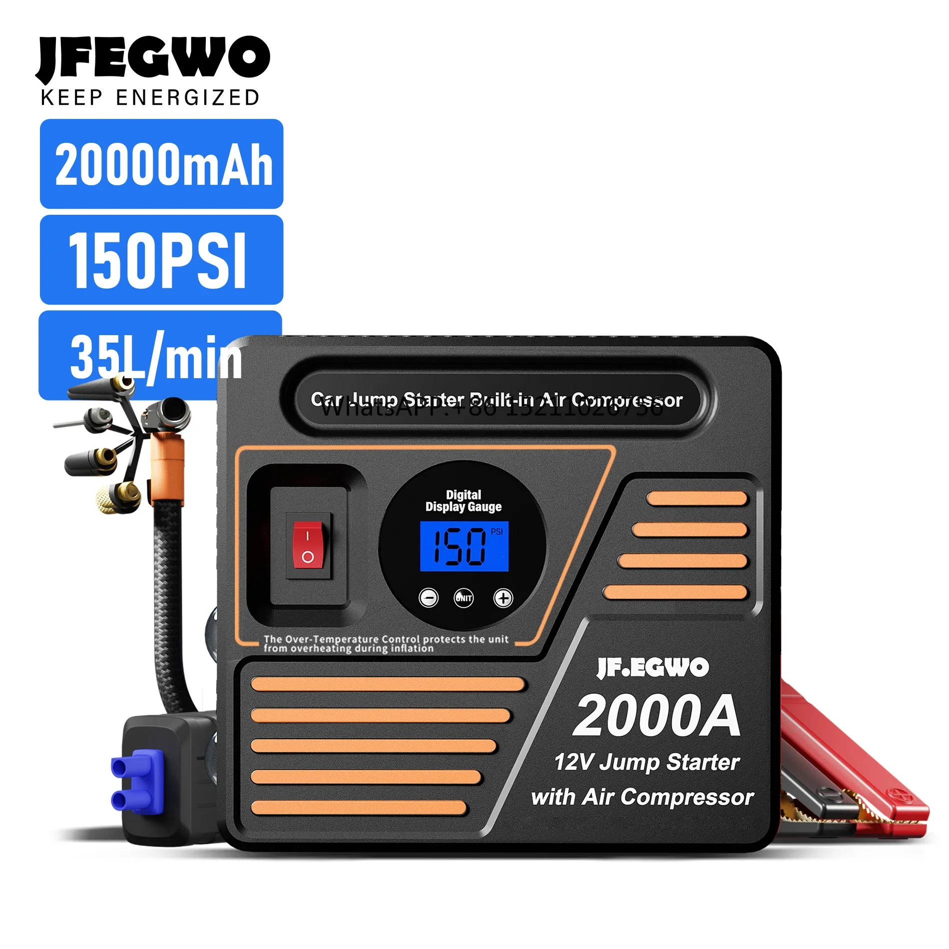 High Quality Car Battery Jump Starter Power Bank Multi-Function Portable Car Jump Starter With Air Compressor