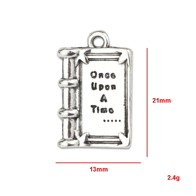 10Piece 13*21mm Small Size Antique Silver Plated Fairy Tales Book Once Upon A Time Charm Pendant For Jewelry Making