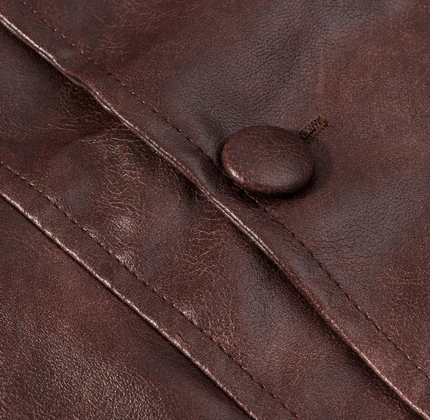 المحملة زر تصميم الجلود Jaet الخريف جديد Sle تخفيف الرياح أنبوب مستقيم LongCoat #3