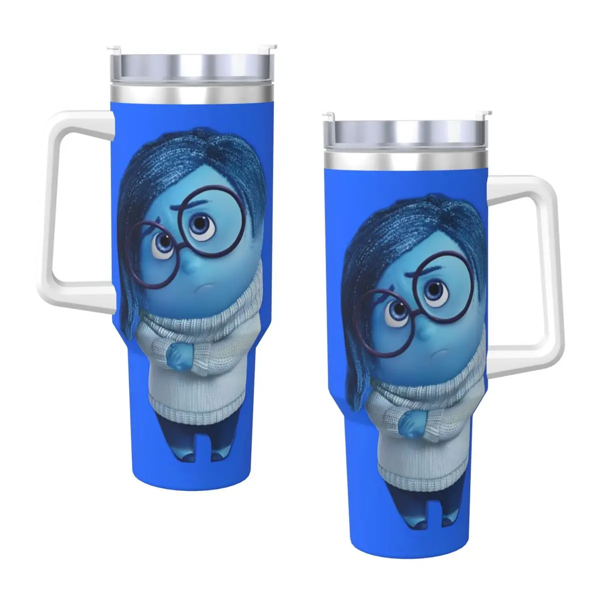 

Inside Out 2 Kawaii Sadness Stainless Steel Tumbler Camping Car Mugs Large Thermal Mug Portable Cold Drink Milk Tea Water Bottle