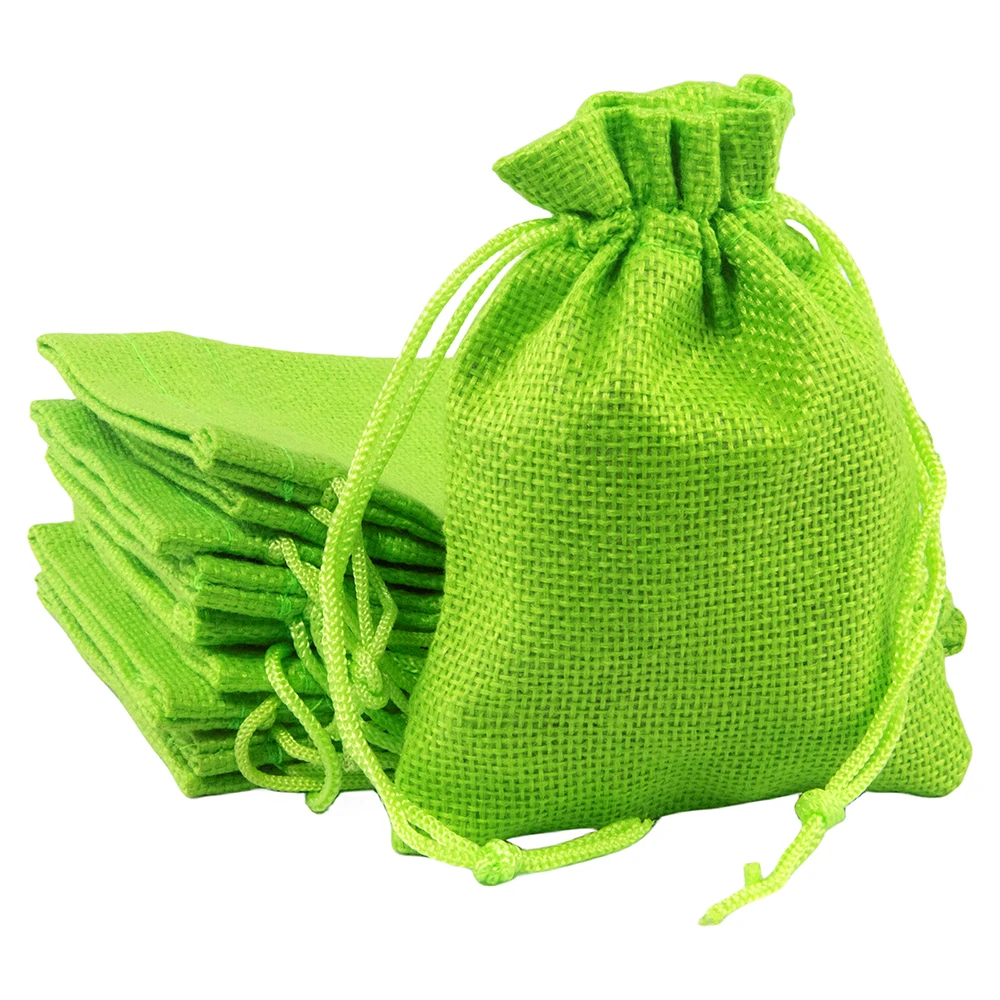 Burlap Gift Bag with Drawstring 10pcs colored Dice Bag for Jewelry,gift,party Packaging,93mm x 125mm