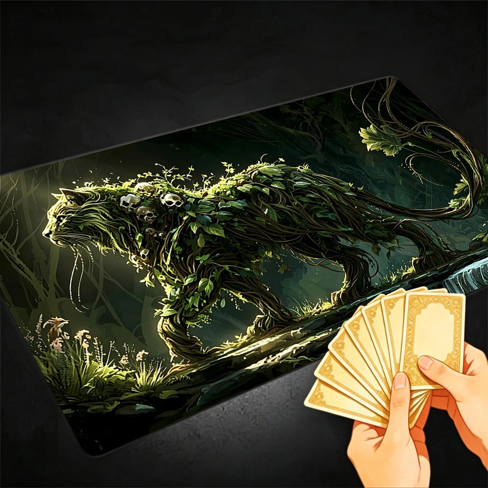 Forest magic cat TCG Playmat Magic Playmat Gathering Gaming Mat with Stitched Edge Anti-slip base 60X35cm Trading Card Game