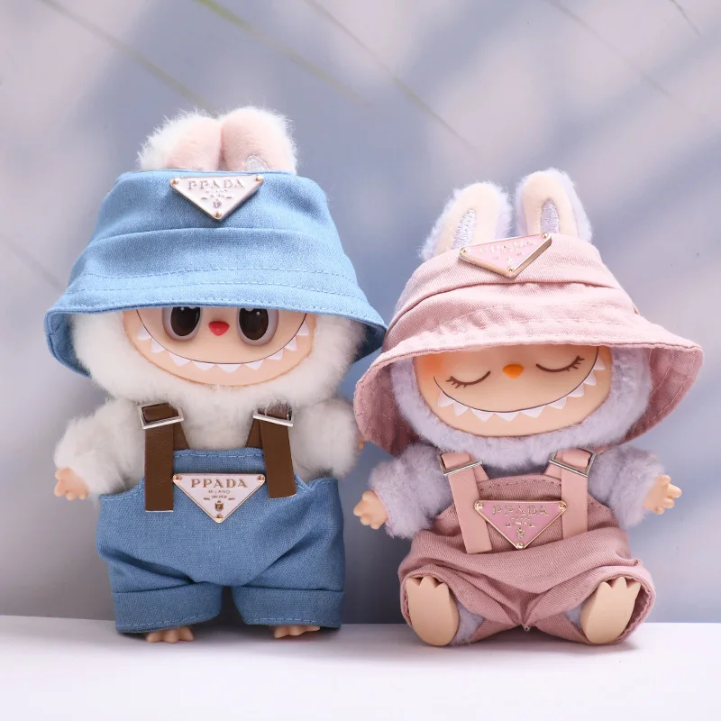 

For 17cm Labubus Mini Doll Luxury Clothing Outfit Hat Clothes Labubu II Strap Pant Set Sitting Halloween Cosplay Party Accessory